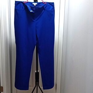 Women Brilliant Blue Pants With Pockets In The Front,& Fake Pockets In Back.